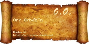 Orr Orbán névjegykártya
